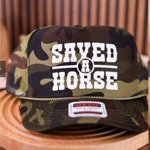 Saved A Horse Camo Trucker Hat - White Logo